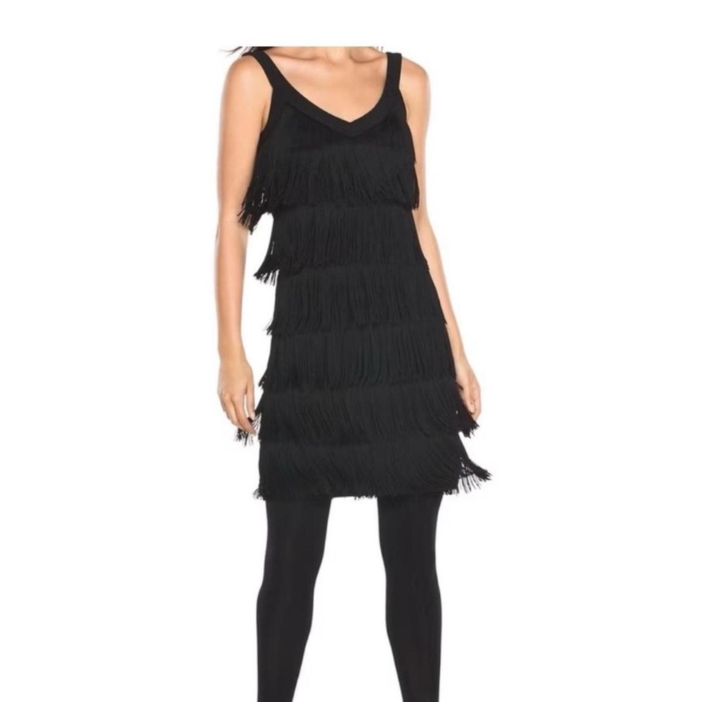 White House Black Market Black Fringe Mini Dress